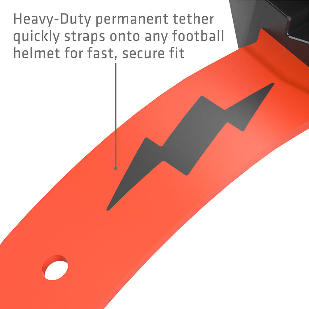 Shock Doctor Thunder Bolt Lip Guard - Heavy-Duty permanent tether quickly straps onto any football helmet for fast, secure fit