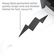 Shock Doctor Thunder Bolt Lip Guard - Heavy-Duty permanent tether quickly straps onto any football helmet for fast, secure fit