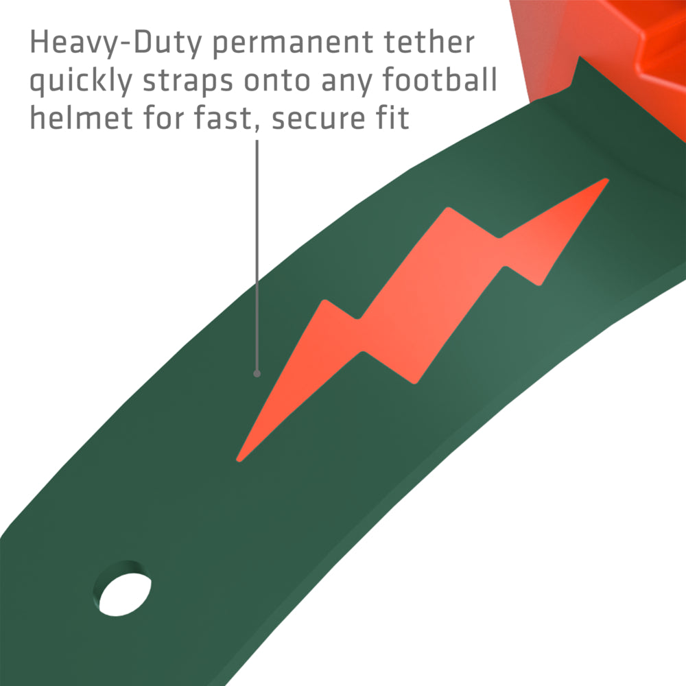 Shock Doctor Thunder Bolt Lip Guard - Heavy-Duty permanent tether quickly straps onto any football helmet for fast, secure fit