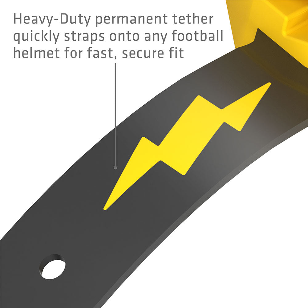Shock Doctor Thunder Bolt Lip Guard - Heavy-Duty permanent tether quickly straps onto any football helmet for fast, secure fit