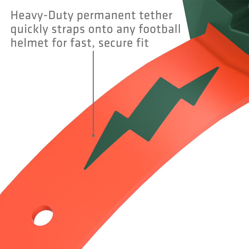 Shock Doctor Thunder Bolt Lip Guard - Heavy-Duty permanent tether quickly straps onto any football helmet for fast, secure fit