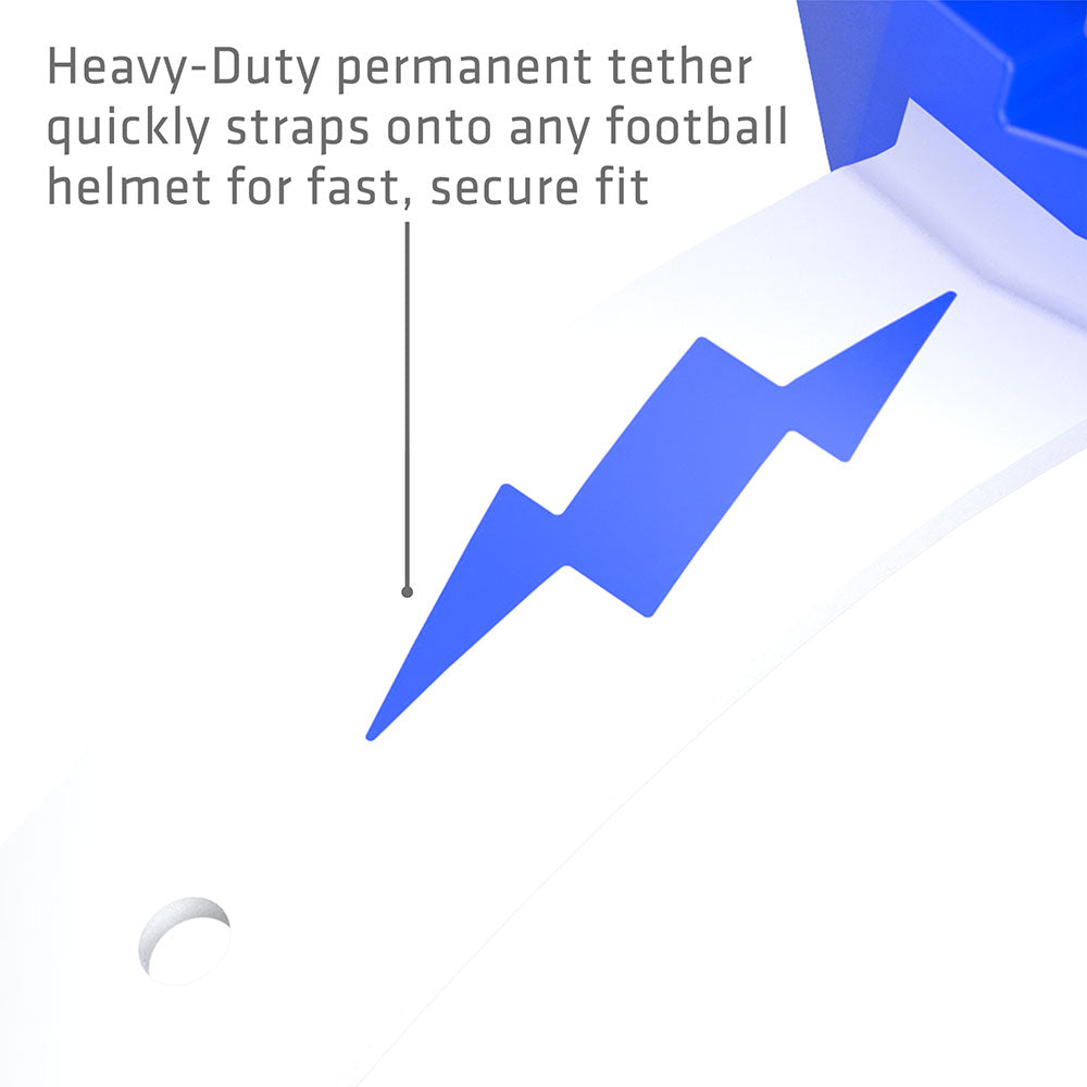 Shock Doctor Thunder Bolt Lip Guard - Heavy-Duty permanent tether quickly straps onto any football helmet for fast, secure fit