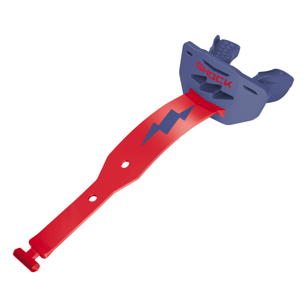 Red, instant-fit football lip guard, front view