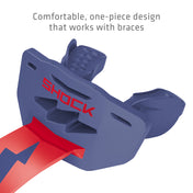 Navy/Red Shock Doctor Thunder Bolt Lip Guard with a comfortable one-piece design that works with braces