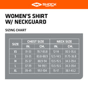 Women's Shirt with Neckguard Sizing Chart Image