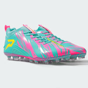 Kool-Aid Sharkleberry Fin Quantum Speed cleats by Phenom Elite, teal and pink pair with yellow P logo