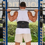 Athlete Wearing Shock Doctor Ultra Back Support Before Doing Barbell Squats