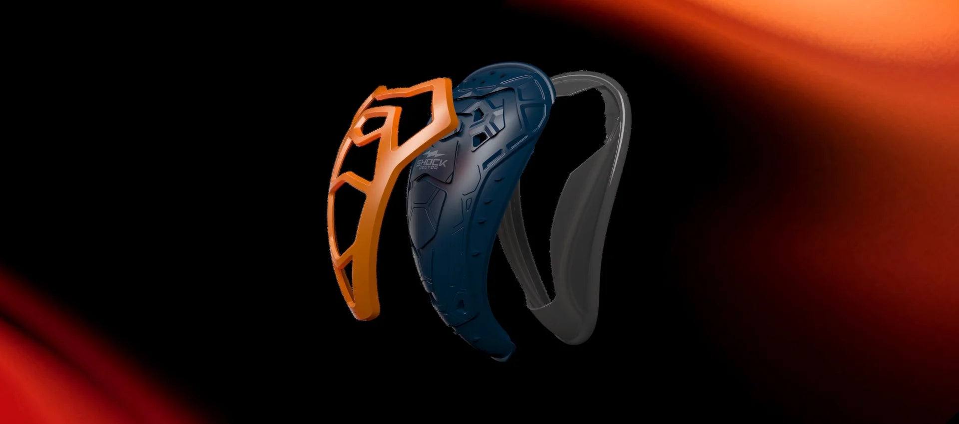 Cutaway view of the Shock Doctor Ultra 2.0 Cup highlighting three features: an ergonomic bio-shaped design with comfort-flex perimeter built for comfort, a flexible impact shield that transfers shock away from key protection areas, and a low-profile build for unrestricted movement during activity.