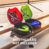 Lifestyle Image of Open Mouthguard Case on Bench *MOUTHGUARD NOT INCLUDED