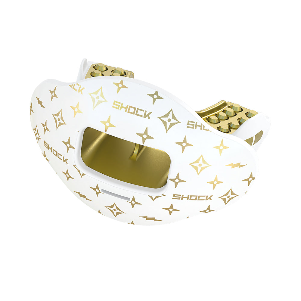 Shock Doctor White/Gold Lux Max AirFlow Football Mouthguard