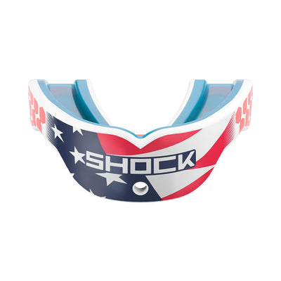Shock Doctor Gel Max Power Print Mouthguard - USA Stars & Stripes Red/White/Blue - Front View