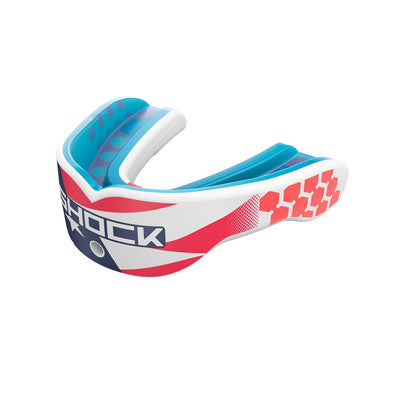Shock Doctor Gel Max Power Print Mouthguard - USA Stars & Stripes Red/White/Blue - Front Left Angle View