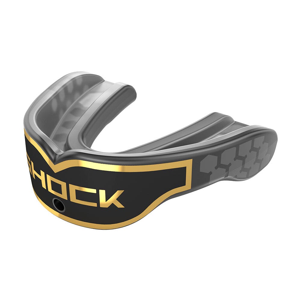 Shock Doctor Gel Max Power Print Mouthguard- Black/Gold  - Side View