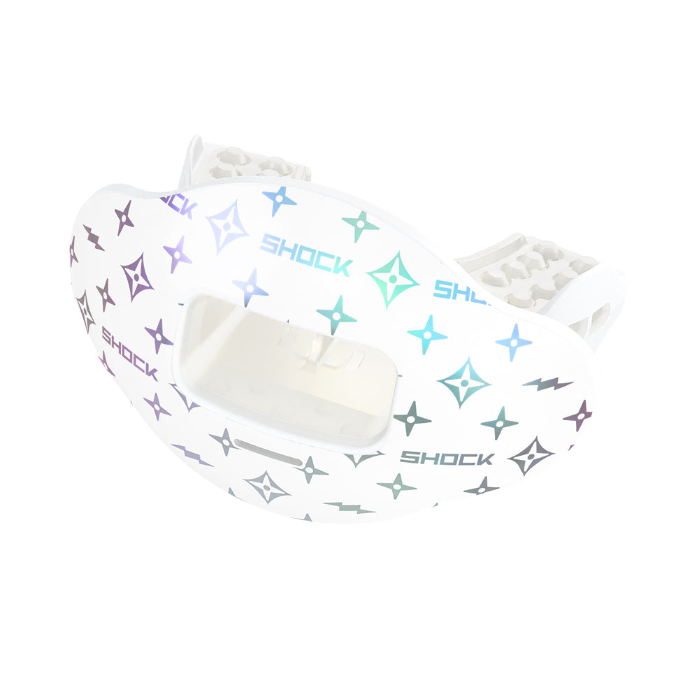 White-Iridescent Lux Max AirFlow Football Mouthguard