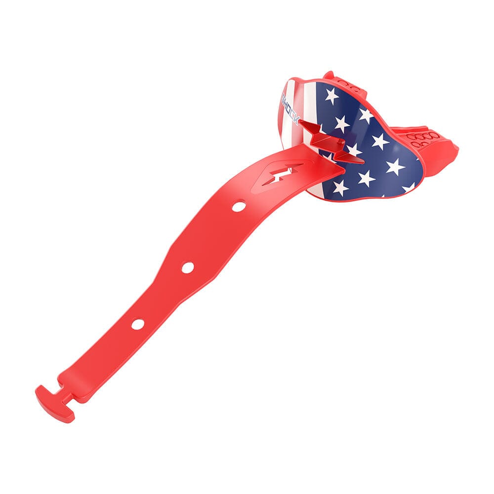 Shock Doctor Stars and Stripes Bolt Lip Guard - Red/White/Blue - Front View