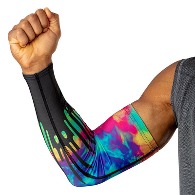 Tie Dye Drip Showtime Compression Arm Sleeve - On Model - Inner Arm Detail View