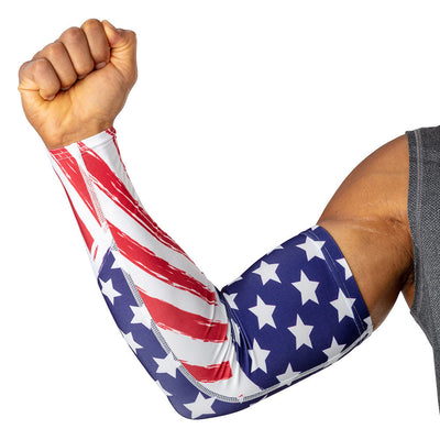 Stars & Stripes Showtime Compression Arm Sleeve - On Model - Inner Arm Detail View