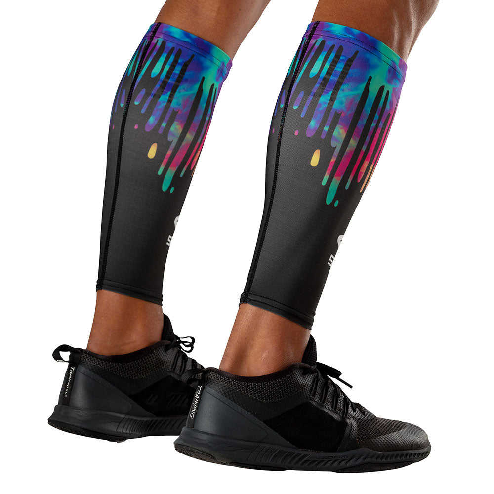 Black Tie Dye Drip Showtime Compression Calf Sleeves