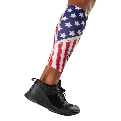 Shock Doctor Stars & Stripes Showtime Compression Calf Sleeves - Back of Calf View