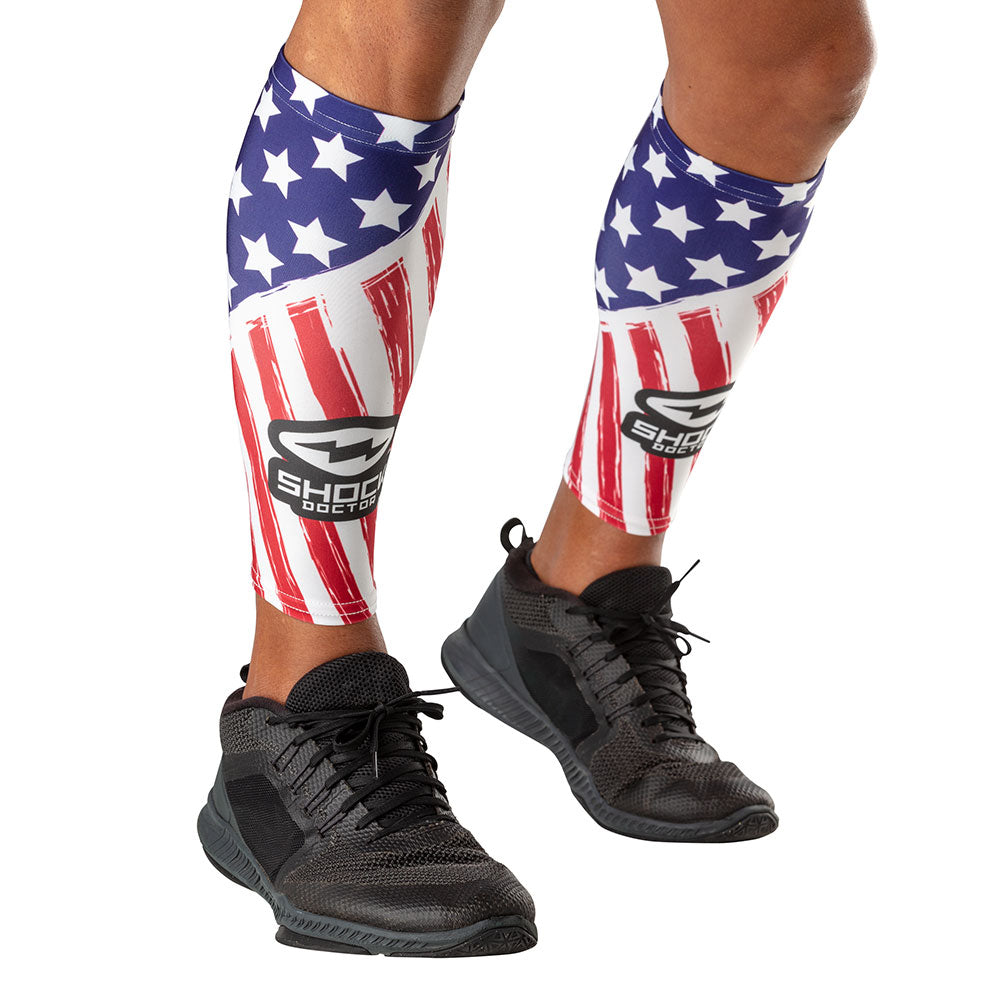 Shock Doctor Stars & Stripes Showtime Compression Calf Sleeves - Hero