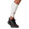 Shock Doctor White/Gold Lux Showtime Compression Calf Sleeves - Front of Calf View