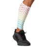 Shock Doctor White/Multi Color Lux Showtime Compression Calf Sleeves - Front of Calf View