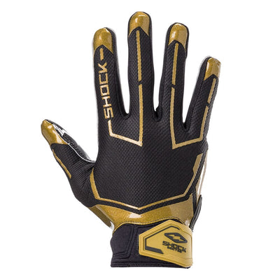 Shock Doctor Black/Gold King Showtime Football Receiver Gloves - Back of Glove/Hand