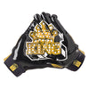 Shock Doctor Black/Gold King Showtime Football Receiver Gloves - Palm View of Both Gloves With Printed Design