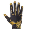 Shock Doctor Black/Gold ChaChing Showtime Football Receiver Gloves - Back of Glove/Hand