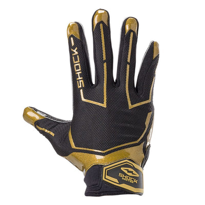 Shock Doctor Black/Gold Chain Showtime Football Receiver Gloves - Back of Glove/Hand