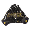 Shock Doctor Black/Gold Chain Showtime Football Receiver Gloves - Palm View of Both Gloves With Printed Design