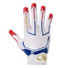 Shock Doctor Stars and Stripes/Gold Showtime Football Receiver Gloves - Back of Glove/Hand