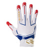 Shock Doctor Stars and Stripes/Gold Showtime Football Receiver Gloves - Back of Glove/Hand