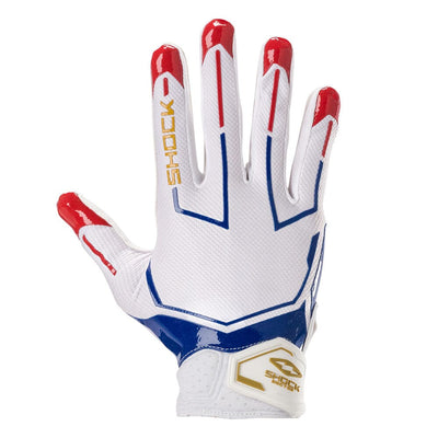 Shock Doctor Stars and Stripes/Gold Showtime Football Receiver Gloves - Back of Glove/Hand