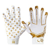 Shock Doctor White/Gold Lux Showtime Football Receiver Gloves - Front and Back of Gloves