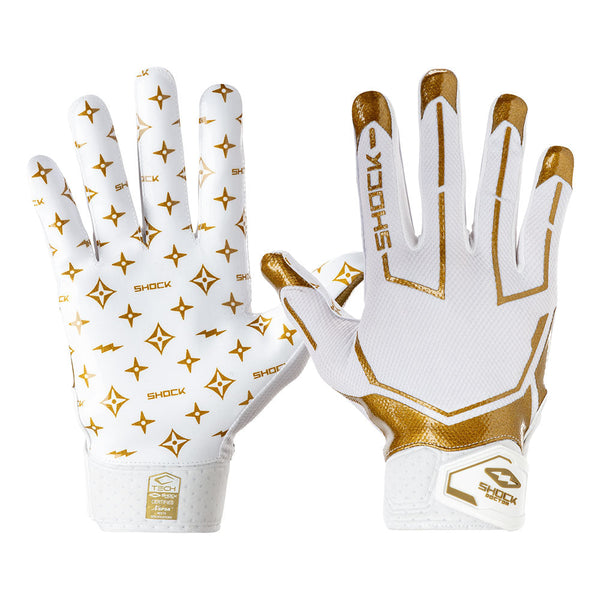 White/Gold Lux Showtime Football Receiver Gloves