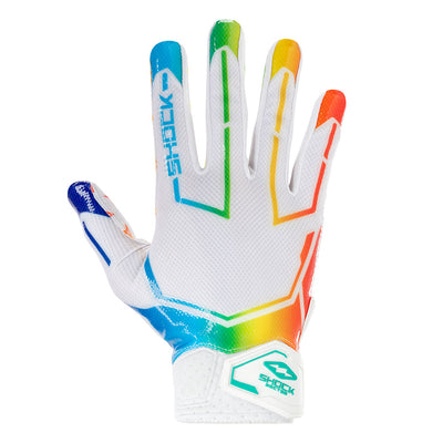 Shock Doctor White/Multi Color Lux Showtime Football Receiver Gloves - Inside of Glove - C-Tack