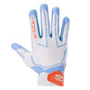 Shock Doctor White/Columbia Blue Stitch Showtime Football Receiver Gloves - Back of Glove/Hand