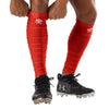 Shock Doctor Showtime Scrunch Leg Sleeves - Red - On Model - Fitting Leg Sleeve Over Calf