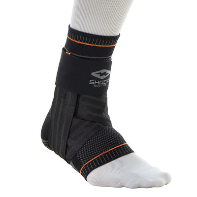 Shock Doctor Ultra Knit Ankle Brace w/ Figure 6 Strap & Stays  - On Body Shot