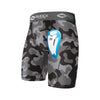 Teen Black Camo Core Compression Short with Protective Bio-Flex Athletic Cup - Front View
