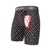 Youth-Boys Black/White Lux Core Compression Short with Protective Bio-Flex Athletic Cup - Front View