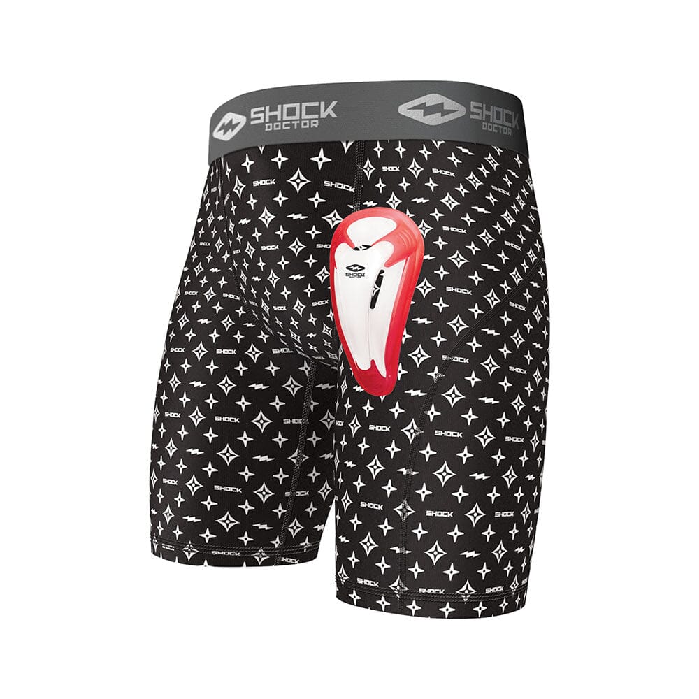 Black/White Lux Core Compression Short with Bio-Flex Cup – Shock