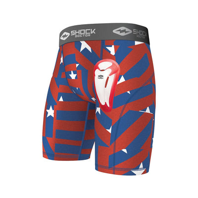 Youth-Boys Stars and Stripes Core Compression Short with Protective Bio-Flex Athletic Cup - Front View