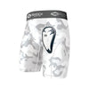 Adult White Camo Core Compression Short with Protective Bio-Flex Athletic Cup - Front View