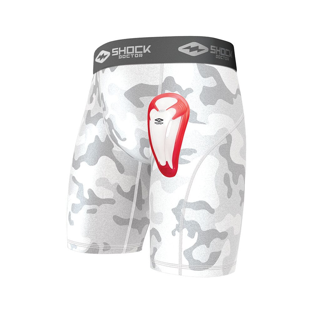 White Camo Core Compression Short with Bio-Flex Cup – Shock Doctor