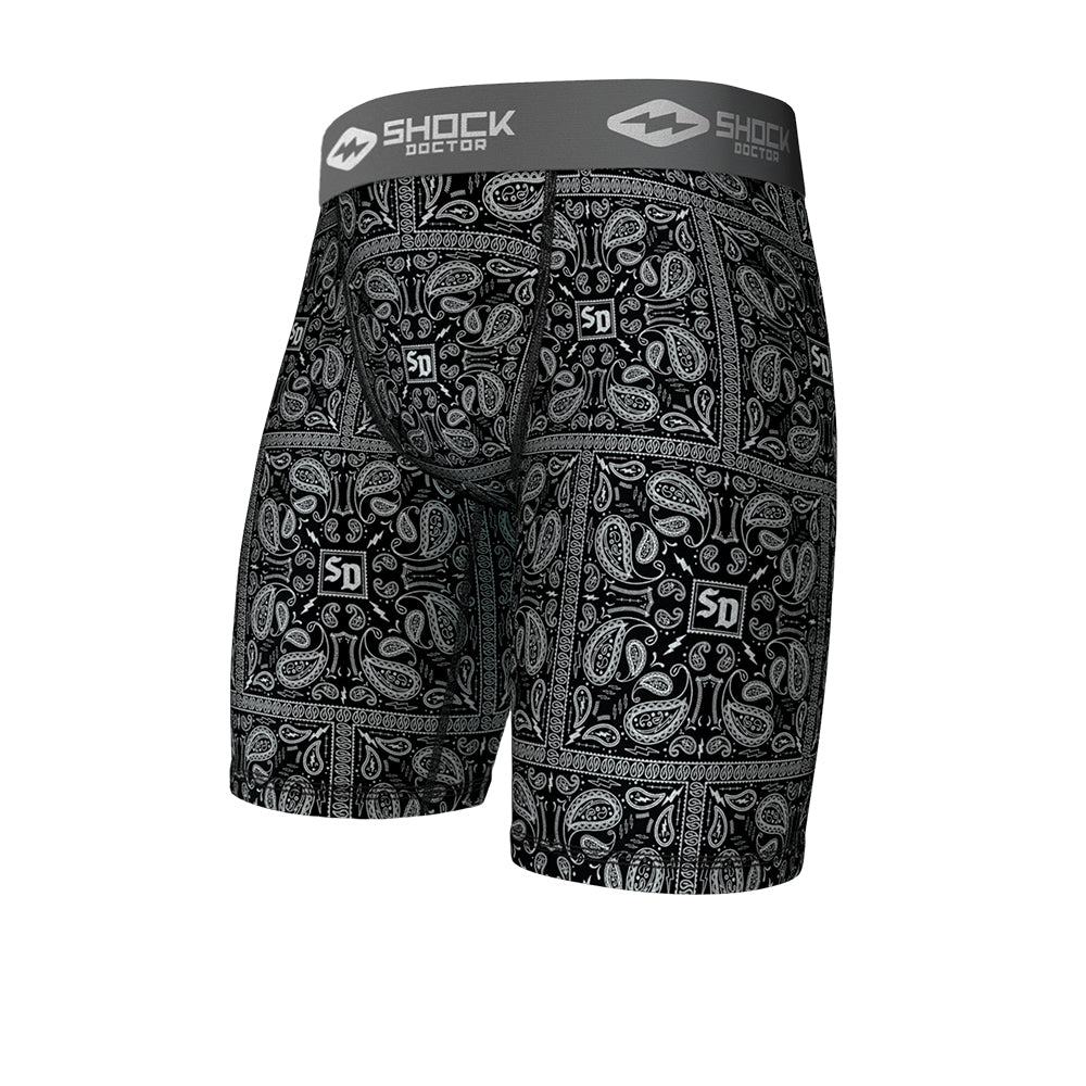 Paisley Black Core Compression Shorts