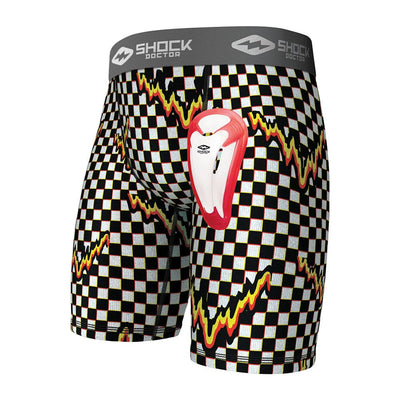 Youth-Boys Checker Core Compression Short with Protective Bio-Flex Athletic Cup - Front View
