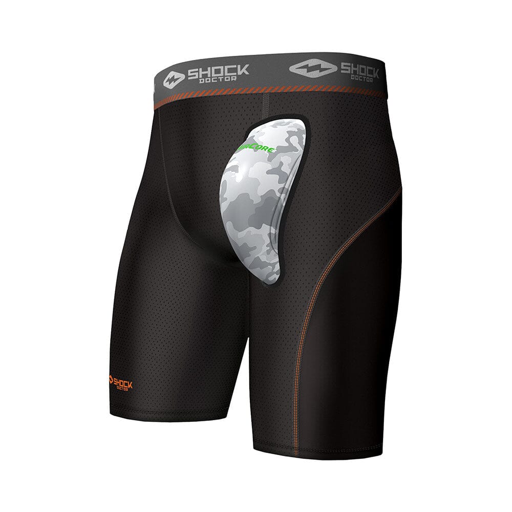 Black Core Compression Short with Protective AirCore™ Athletic Cup - Front View
