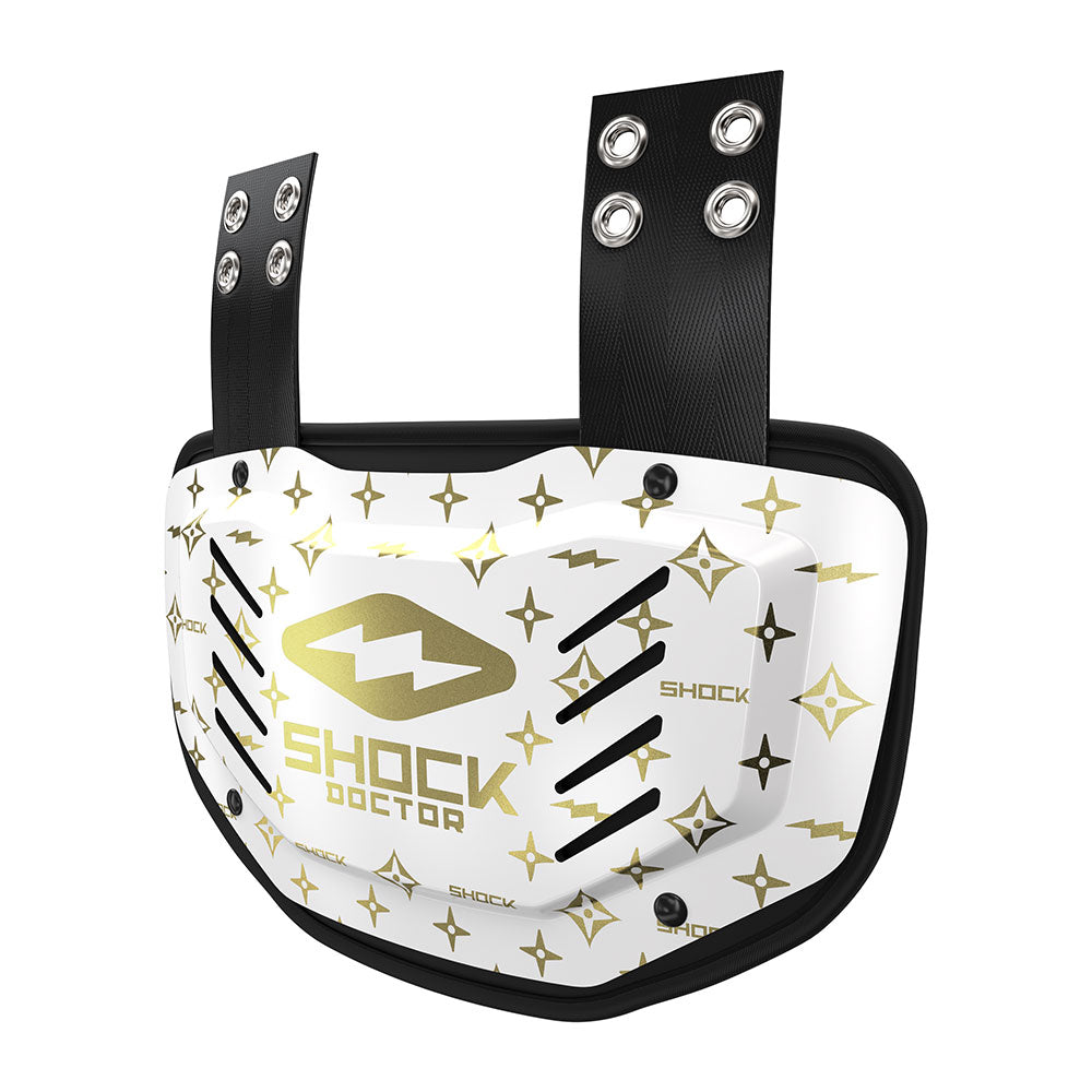 Shock Doctor Showtime White/Gold Lux Back Plate - Front View